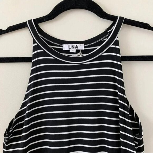 Revolve LNA Leigh Maxi Dress stripes Long Sleeveless Curved hem Scoop neck Small - Picture 10 of 15